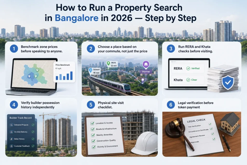How to run a property search in bangalore in 2026 step by step.